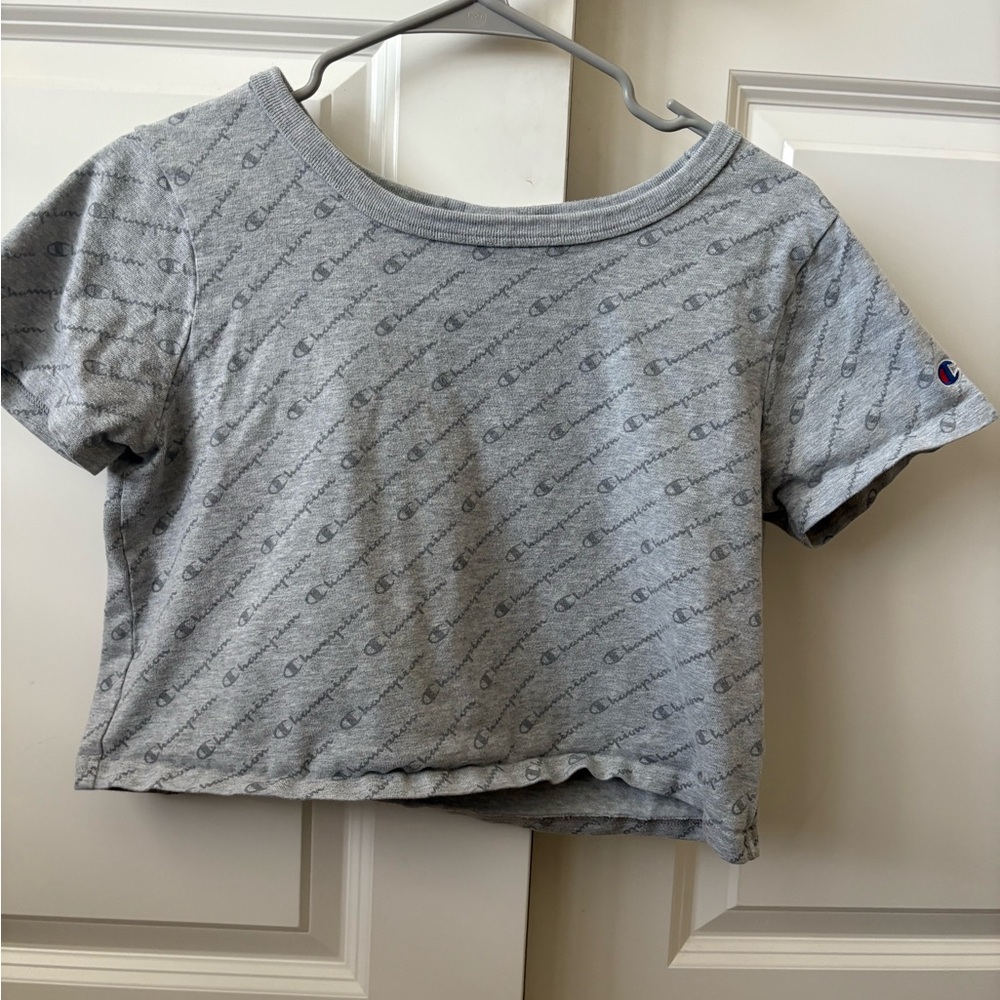 Champion Heather Gray Logo Crop Top